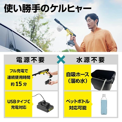ケルヒャー OC 5 Handy CB 電源不要 水源不要 ペットボトル対応 USBタイプC充電対応 フル充電で連続使用時間約15分