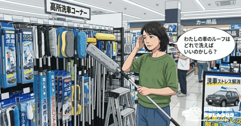 車高の高い車のルーフを洗う方法